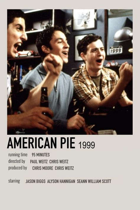 American Pie 1999, Old Comedy Movies, American Pie Movies, Comedy Movies Posters, Jason Biggs, Crush Movie, Shannon Elizabeth, Movie Collage, Classic Films Posters