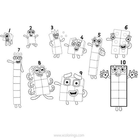 Numberblocks Coloring Pages 1 to 10. Number Blocks Coloring Pages Free, Number Blocks Printable, Number Blocks Coloring Pages, Numberblocks Coloring Pages, Fun Printables For Kids, Number Blocks, Printables Free Kids, Free Coloring Sheets, Numbers For Kids