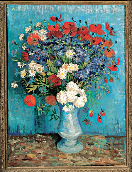 Pretty much decided I need to do a whole room around this Van Gogh print.  Love the colors. Van Gogh Still Life, Van Gogh Flowers, فنسنت فان جوخ, Vincent Van Gogh Art, Vincent Van Gogh Paintings, Denver Art Museum, Denver Art, Arte Van Gogh, Poppy Art