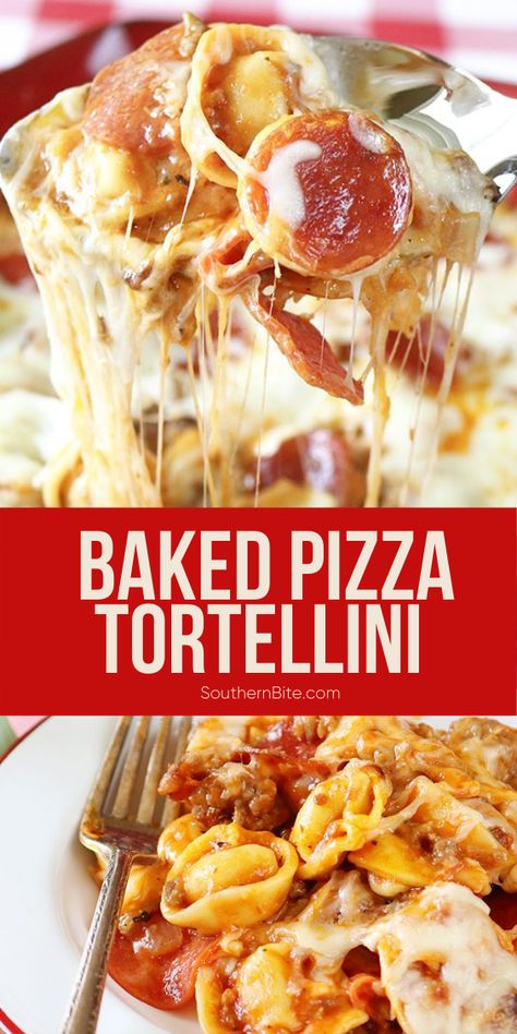 Baked Pizza Tortellini, Tortellini Pizza Bake, Tortellini Pizza Casserole, Pizza Tortellini Bake, Tortellini Pizza, Pizza Tortellini, Cheesy Tortellini, Baked Pizza, Tortellini Recipes