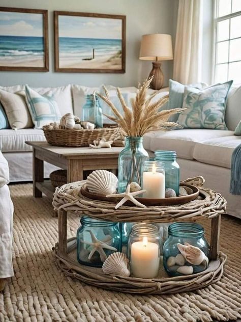 Coastal Chic Home, Room Oasis, Nautical Artwork, Deco Marine, Coastal Decorating Living Room, Beach House Living Room, Beachy Room, Beach House Interior Design, Coastal Theme