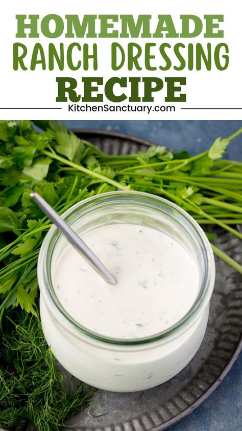 We use Homemade Ranch Dressing Recipe because it is difficult to find Ranch dressing in the UK! A tangy-creamy combination of mayo, soured cream, buttermilk, fresh or dried herbs and some seasoning makes up this fantastic homemade version that keeps fresh all week in the fridge. If you’ve never tried it before I urge you to give it a go. You won’t regret it! Buttermilk Ranch Dressing Recipe, Best Ranch Dressing, Ranch Dressing Recipe Homemade, Chipotle Ranch Dressing, Dressing Recipes Thanksgiving, American Comfort Food, Buttermilk Ranch Dressing, Flavored Butters, Chipotle Ranch