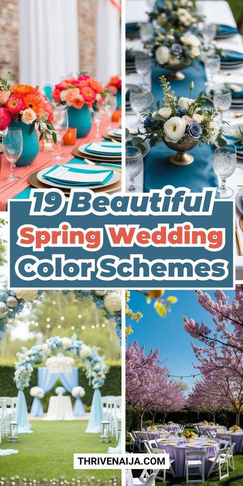 19 Spring Wedding Color Scheme Ideas | ThriveNaija Spring Wedding Color Palette 2025, April Wedding Colors, Romantic Color Schemes, Wedding Color Scheme Ideas, Wedding Colors Spring, Vibrant Color Schemes, Wedding Color Schemes Spring, Spring Wedding Color Palette, Groomsmen Accessories