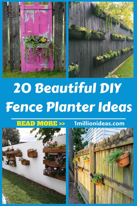 If your house is surrounded by a fence, it means you have the opportunity to expand it into a perfect place in… Diy Fence Planter Boxes, Hanging Plants On Fence, Fence Hanging Planters, Hanging Planter Boxes, Herb Garden Wall, Wall Planters Outdoor, Diy Wall Planter, Flower Fence, Fence Planters