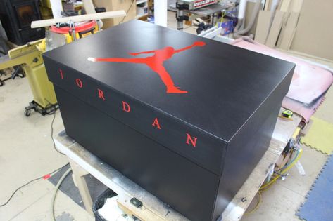 Project by Glass Impressions Why did I build a replica Nike shoe box? I built a giant Nike Air Jordan shoe box for a client who collects Air Jordan Shoes. As a collector, he was fed up with storing… Jordan Shoe Box, Big Shoe Box, Nike Shoe Box, Giant Shoe Box, On Love, Shoe Box Storage, Jordan Shoe, Sneaker Storage, Box For Storage