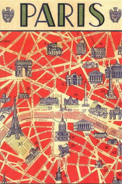 Paris Monuments, City Of Paris, Paris Map, Paris Vintage, I Love Paris, Vintage Paris, Illustrated Map, Old Map, Vintage Maps