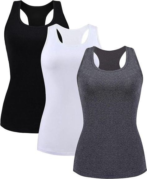 beautyin Cotton Racerback Tank Tops for Women with Shelf Bras Yoga Camisole Tops Black/White/Gray at Amazon Women’s Clothing store Womens Tank Tops, Cotton Camisole, Womens Camisoles, Workout Yoga, Yoga Bra, Tank Top Camisole, Built In Shelves, Yoga Tops, Falling Down