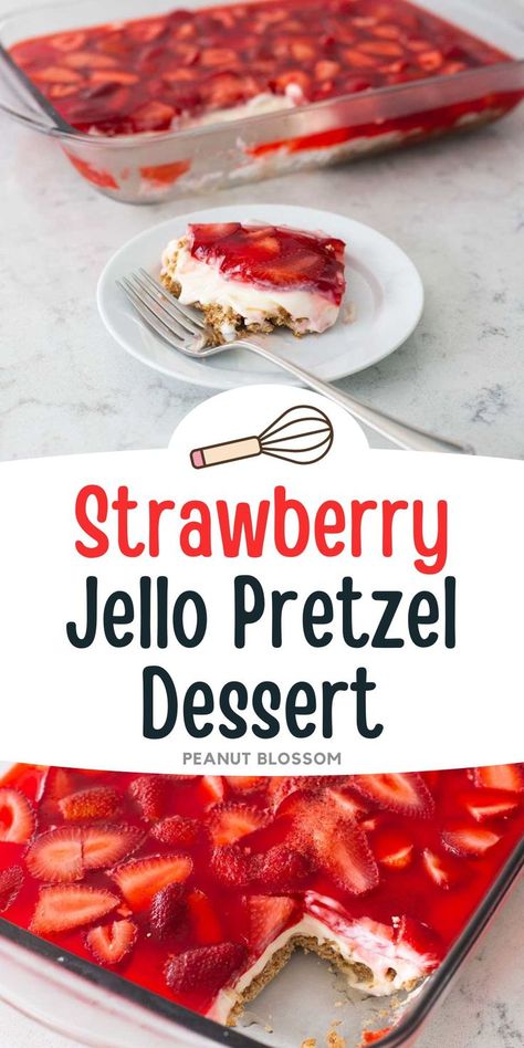 Strawberry Jello Pretzel Dessert, Jello Pretzel Dessert, Strawberry Pretzel Jello, Layered Jello Recipe, Jello Deserts, Strawberry Pretzel Jello Salad, Pretzel Jello, Jello Pretzel Salad, Graham Cracker Dessert