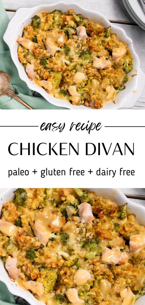 Gluten Free Chicken Divan Dairy Free Chicken Divan, Aip Crockpot Recipes Chicken, Dairy Free Gluten Free Keto Recipes, Aip Shredded Chicken Recipes, Healthy Eating Dairy Free, Aip Compliant Recipes, Gluten Free Dairy Free Casserole, Simple Paleo Meal Plan, Dairy Free Gluten Free Dinner