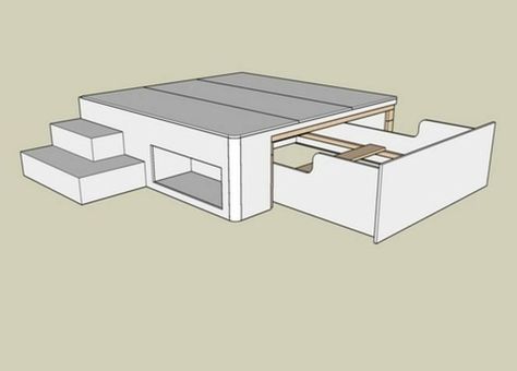 One Room Apartment, Diy Platform Bed, Murphy Bed Plans, Murphy Bed Diy, Hidden Bed, Bed Platform, Bed Plans, Office Office, Small Room Design