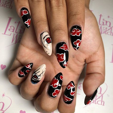 Anime Nails Acrylic, Naruto Nails, Witch Nails, Halloween Acrylic Nails, Anime Nails, Edgy Nails, Grunge Nails, Kawaii Nails, Luxury Nails