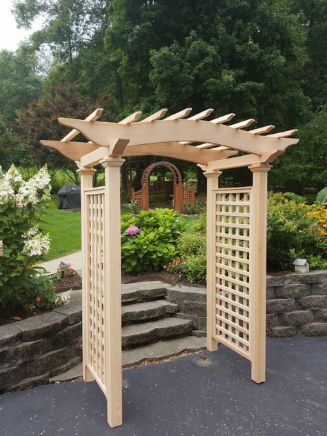 Green Pond Arbor Cedar Arbor, Green Pond, Wood Arbor, Wooden Arbor, Pond Garden, Tree Tent, Square Lattice, Cedar Posts, Arbors Trellis