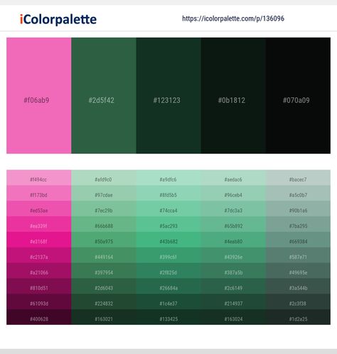 Colors included in this palette similar to Black, Celtic, Celtic and Racing Green, Celtic and Woodsmoke, Dark Gray / smoked, Dark Slate Gray, Dark Slate Gray and Dark Slate Gray, Hot Pink, Hot Pink and Dark Slate Gray, Persian Pink, Persian Pink and Celtic, . Download color palette as Pdf, Adobe swatch and more. Hot Pink Emerald Green Room, Pink Gray Black Color Palette, Dark Green Pink Color Palette, Hot Pink And Green Bedroom, Loulou Paris, Hot Pink Wedding Colors, Lounge Colours, Hand Lattering, Brand Consultant