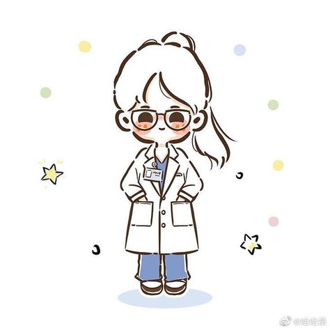 Doctor Girl Drawing, Cartoon Doctor Girl, Chibi Doctor, Doctor Drawing, 5 Anime, Cute Doodles Drawings, Cute Cartoon Pictures, Cute Doodle Art, Cute Cartoon Drawings