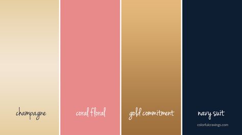 Coral Colour Palette, Champagne Wedding Colors, Wedding Color Combinations, Rent House, Coral Colour, House Redo, Gold Color Palettes, Pink Color Schemes, Coral And Gold