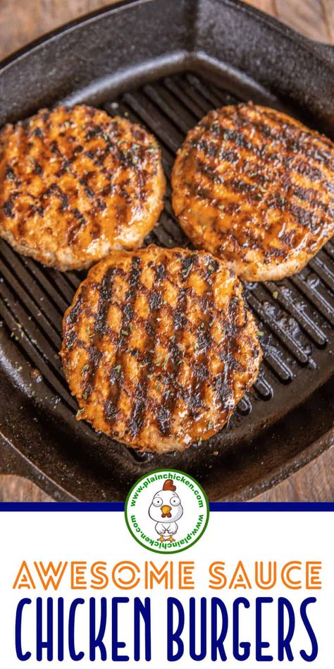 Barbecue Chicken Burgers, Ground Chicken Meal Ideas, Ground Chicken Burgers Recipe, Chicken Burgers Ground, Ground Chicken Recipes For Dinner, Easy Burger Recipes, Chicken Breadcrumbs, Ground Chicken Recipes Healthy, Burgers Chicken