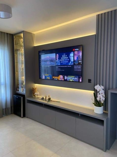 Living Room Tv Wall With Bar, Tv Wall Design With Bar Unit, Tv Unit Design Modern 2024, Bar Tv Unit, Tv Unit With Bar Cabinet, Tv Unit With Bar, Bar Tv Wall, Tv Bar Wall Ideas, Centro Tv