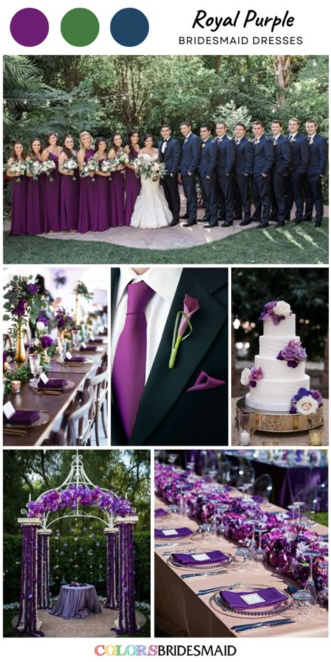 Violet Purple Bridesmaid Dresses, Violet And Navy Blue Wedding, Purple Blue Burgundy Wedding, Navy Blue Suit With Purple Tie, Purple White Wedding Theme, Purple Rain Wedding Theme, Royal Blue And Dark Purple Wedding Theme, Navy And Violet Wedding, Bridesmaid Dresses Royal Purple