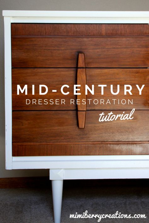 Dresser Restoration, Mid Century Modern Dresser Makeover, Dresser Makeover Diy, Modern Dresser Makeover, Dresser Makeovers, Dresser Redo, Diy Step, Diy Dresser Makeover, Mid Century Dresser