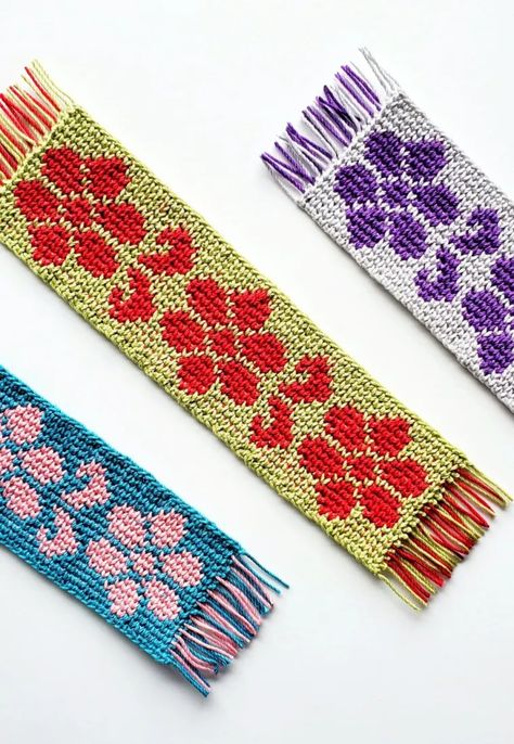 Tapestry Crochet Patterns Bookmark, Crochet Floral Bookmark, Tapestry Crochet Bookmark, Flower Bookmark Crochet, Crochet Flower Bookmark, Crochet Bookmarks Free Patterns, Crochet Flats, Book Marker, Crochet Bookmark