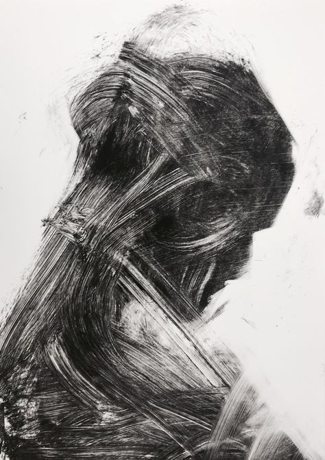 Monoprint Art, Art Alevel, Collage Art Projects, Art Centre, Charcoal Art, Black And White Painting, Beautiful Dark Art, Abstract Portrait, Monoprint