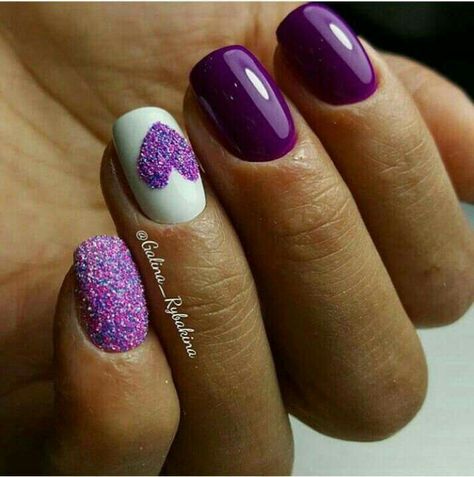 Purple Manicure, Heart Nail Designs, Valentine Nail Art, February Nails, Purple Nail Designs, Nail Designs Valentines, Super Nails, Unique Acrylic Nails, Ideas Nails