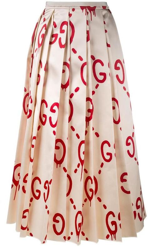 Beige Pleated Skirt, Pink Silk Skirt, Silk Pleated Skirt, Beige Midi Skirt, Gucci Ghost, Ghost Logo, Gucci Skirt, Pink Midi Skirt, Pink Pleated Skirt