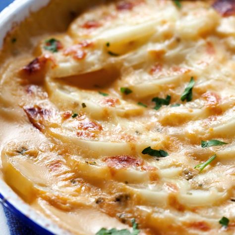 Easy Cheesy Scalloped Potatoes, Homemade Scalloped Potatoes, Cheesy Scalloped Potatoes Recipe, Easy Scalloped Potatoes Recipe, Vegan Scalloped Potatoes, Creamy Scalloped Potatoes, Best Sweet Potato Casserole, Sweet Potato Casserole Easy, Scalloped Potatoes And Ham