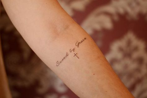 Grace Tattoo, 27 Tattoo, Font Tato, Scripture Tattoos, Grace Tattoos, 16 Tattoo, Verse Tattoos, Cross Tattoos For Women, Small Tattoos With Meaning