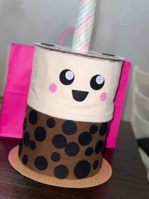 Boba Valentine Box Ideas, Boba Tea Valentine Box Ideas, Boba Valentine, Kids Valentine Boxes, Valentine Boxes, Boba Drink, Valentine's Ideas, Kawaii Faces, Valentine Day Boxes