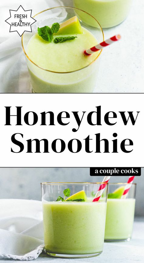 This frothy honeydew smoothie is ultra refreshing and full of flavor! Melon, pineapple, Greek yogurt and vanilla combine to make a delicate hydrating drink. #honeydew #smoothie #honeydewsmoothie #melon #honeydewmelon #honeydewrecipes #smoothierecipe #healthysmoothie Honeydew Recipe, Honeydew Melon Smoothie, Honeydew Smoothie, Morning Fruit, Melon Smoothie, Melon Recipes, Freezer Smoothies, Mint Smoothie, Medicine Tips