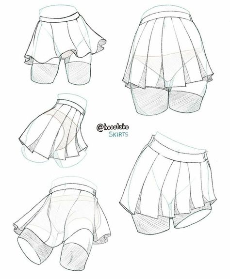 Skirt Sketch Reference, Casual Outfit Reference Drawing Female, Drawing Skirt Reference, Anime Outfits Female Drawing, How To Draw Pleated Skirts, Skirt Anatomy, Skirt Poses Drawing, Skirt Drawing Tutorial, How To Draw A Skirt