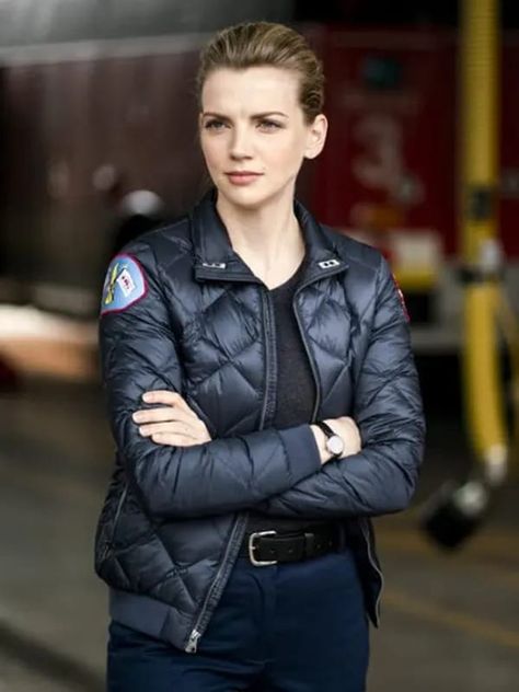 Sylvie Brett, Kara Killmer, Wednesday Outfit, Fire Fans, Shearling Jacket Women, Female Firefighter, Green Trench Coat, Black Quilted Jacket, Heart Hoodie