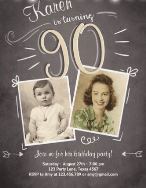 90th Birthday Invitations - 30+ Fabulous Invites to Impress Your Guests! 90th Birthday Invites Invitation Design, 90th Birthday Party Invitation Ideas, 90th Invitation Birthday, 90th Birthday Party Invitations Free Printable, Grandma Birthday Invitation, 100th Birthday Invitations, 100 Birthday Invitation, 90th Birthday Invitations For Women, 90th Birthday Party Invitations