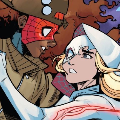 Spider Zero Comic, Spider Zero Icon, Spider Zero And Spider Gwen, Black Gwen Stacy, Spider Woman Aesthetic, Spiderverse Matching Icons, Spider Gwen Icon, Miles And Gwen Matching Icons, Spider Zero