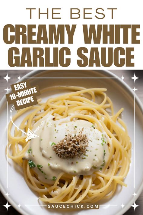 Creamy White Garlic Sauce Recipe for Delicious Meals White Garlic Sauce, White Cream Sauce, Creamy Sauces, Wing Sauce Recipes, Garlic Sauce Recipe, Garlic Cream Sauce, Creamy Garlic Sauce, Chicken Veggies, Wing Sauce