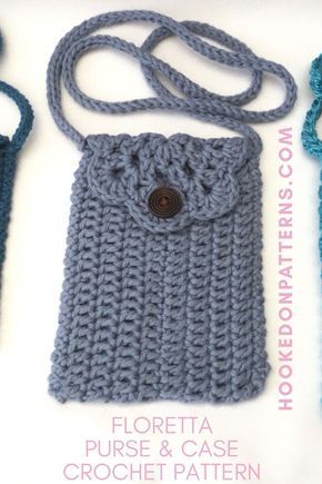 Floretta Bag Crochet Pattern by Hooked On Patterns. A quick and easy pattern to make a sweet little handbag, perfect for the summer months, to carry everyday essentials. Also includes instructions for a matching coin purse and case. #crochet #crochetpattern #purse #bag #DIYCrafts Free Crochet Patterns Cell Phone Bags, Crocette Bag, Crochet Phone Bag Free Pattern, Crochet Pouch Pattern, Small Crochet Bags, Crochet Small Purse, Diy Coin Purse, Elegant Purse, Bag Crochet Pattern