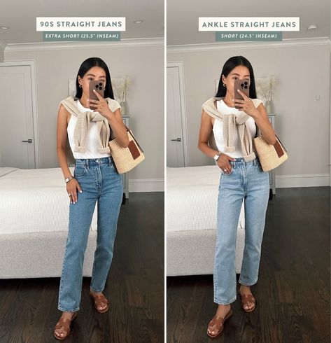 Ultra High Rise 90s Straight Jean curated on LTK 90s Jeans Outfit Winter, 90s Jeans Outfit, Straight Jeans Outfit, Jeans Outfit Winter, Everlane Jeans, Abercrombie Jeans, 90s Jeans, Straight Cut Jeans, Jean Trends