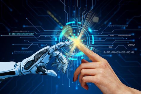 AI, Machine learning, Hands of robot and human touching on big data network connection backgrond royalty free stock images Human Hybrid, Human Computer, Robot Hand, Data Network, Pointing Hand, Food Logo, Human Hand, Big Data, Machine Learning