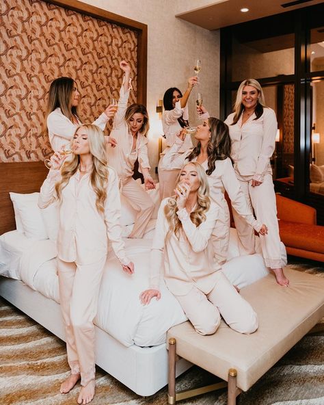 What’s cuter than some matching PJ’s for your bachelorette!? I’ll wait…😜 I always see this done on the wedding day but I wanted another… | Instagram Bachelorette Matching, Pink Pajama, Bride Poses, Matching Pajamas, Match Me, Single Person, Amazing People, Bachelorette Party, My Girl