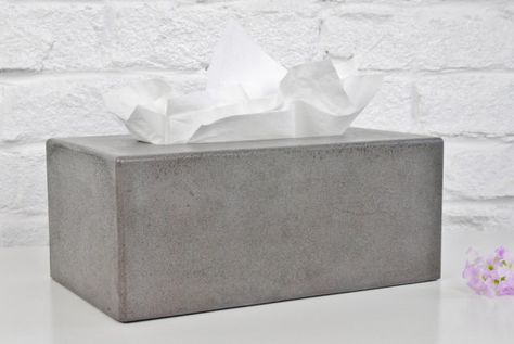 Concrete Tissue Box Cover Crafts Outdoor, Kleenex Tissues, Facial Tissue Box, Kleenex Box Cover, Cement Art, Kleenex Box, Concrete Projects, Tissue Box Holder, Concrete Cement