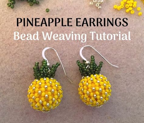 Pineapple Beaded Earrings, Beaded Berries, Beaded Pineapple, Diy Pineapple, Free Jewellery Making Tutorials, Ankle Bracelets Diy, Stitch Earrings, Beads Collection, Earrings Patterns