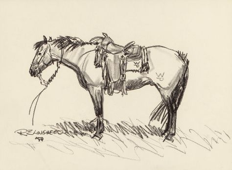 Western Charcoal Drawing, Horse With Saddle Drawing, Rdr2 Horse Art, Cowboy And Horse Drawing, Cowboy Horse Drawing, Western Horse Drawing, Cowboy On Horse Drawing, Ranch Drawing, How To Draw A Horse