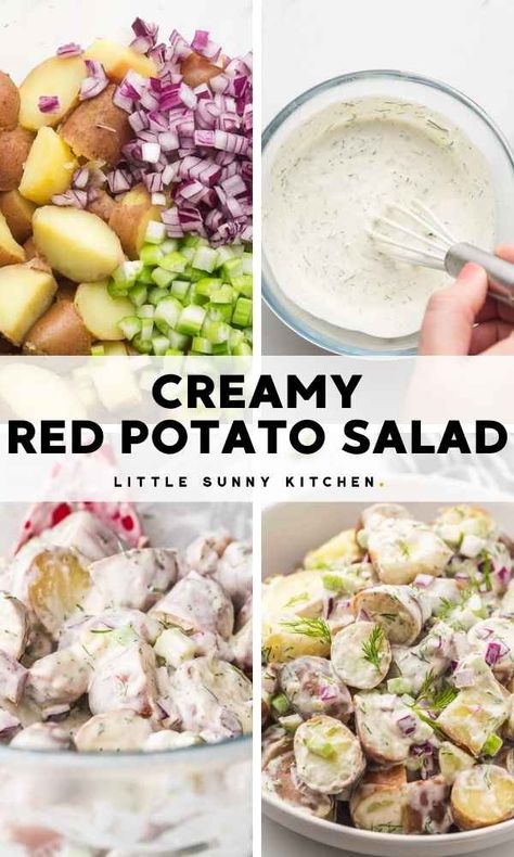 Dill Red Potato Salad, Creamy Dill Dressing, Red Skin Potato Salad, Red Potato Salad Recipe, Making Potato Salad, Potato Salad Dill, Little Sunny Kitchen, Potato Salad Recipe Easy, Red Potato Salad