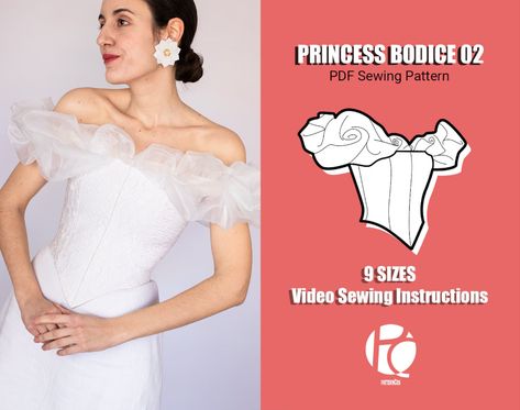 Princess Bodice 02 Sewing Pattern Cocktail Bustier Pattern Corset Pattern Draping Bodice Pattern 9 SIZES PDF Sewing Pattern - Etsy UK Corset Bodice Pattern, Corset Sewing Pattern Free, Bodice Sewing Pattern, Bodice Styles, Princess Bodice, Andrea Lopez, Pattern Corset, Bustier Pattern, Simple Sweatshirt