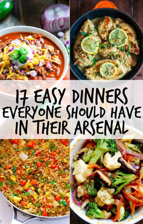 17 Easy Dinners You Should Know How To Cook After College Easy Dinners Before Sports, College Cooking, Random Recipes, Dinner Salad, After College, Quick Meal, Think Food, Skillet Meals, Easy Dinners