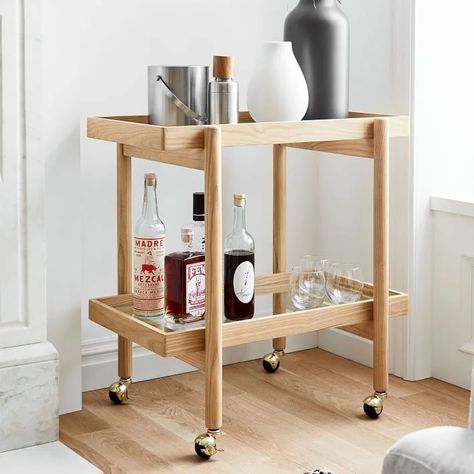 The 29 Best Bar Carts Under $500 | Architectural Digest Terrace Bar, Bar Modern, Cocktail Station, Wood Bar Cart, Modern Bar Cart, Modern Buffet, Mid Century Bar, Sideboard Bar, Expandable Dining Table