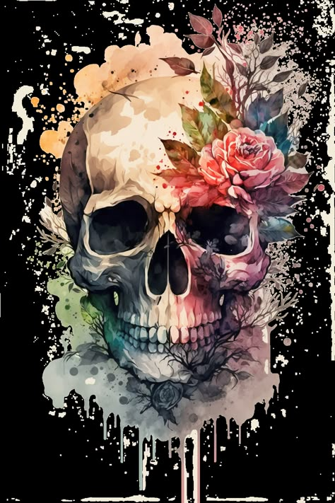 Oil Painting For Beginners, Diamond Picture, Art & Craft Kit, Skull Artwork, Head Shots, Skull Wallpaper, Skulls And Roses, Floral Skull, Flower Skull