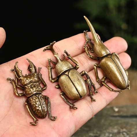 Beetle Sculpture, Golden Beetle, Tea Table Design, Small Ornaments, Copper Plating, Tea Pet, Antique Desk, Miniature Figurines, Wish Shopping