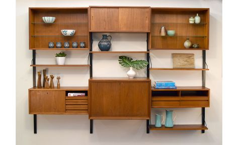 Shelving Wall, Drop Down Desk, Desk Units, Modular Cabinets, Wall Railing, Furniture Bookshelves, Bookshelf Design, Modular Walls, Wall Units